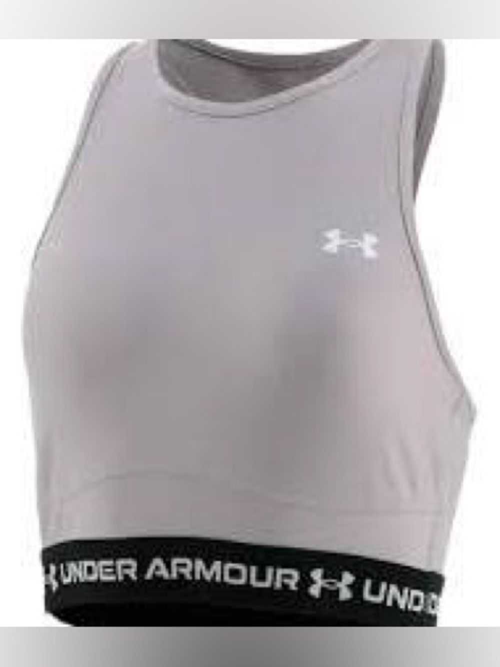 Under Armour Light Gray High-Neck Crop Sports Bra with Branded Band